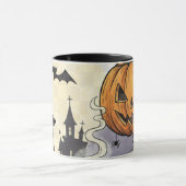 Oude Halloween-uil Pompoen Skelet Griezelig Mok (Midden)