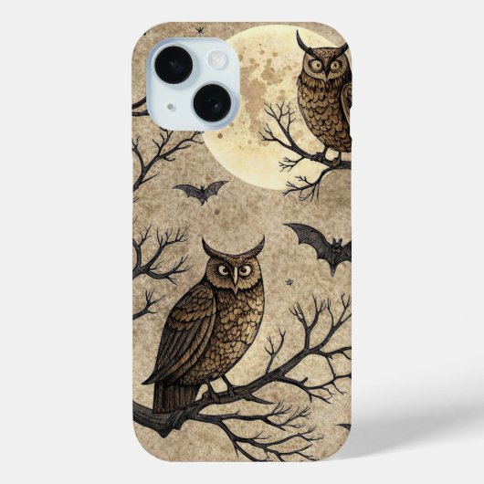 Oude Halloween-uilen & Maan Case-Mate iPhone Case (Achterkant)