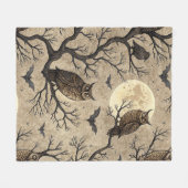Oude Halloween-uilen & Maan Fleece Deken (Voorkant (Horizontaal))