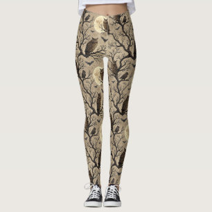 Oude Halloween-uilen & Maan Leggings