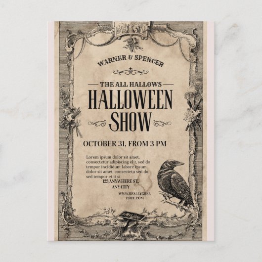 Oude Halloween-uitnodiging🎃🏴☠️ Briefkaart (Voorkant)