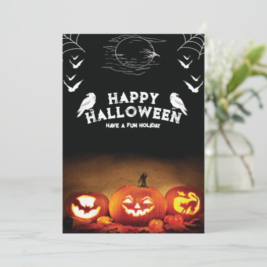 Oude Halloween uitnodiging, Halloweenfeest Kaart (Staand voorkant)