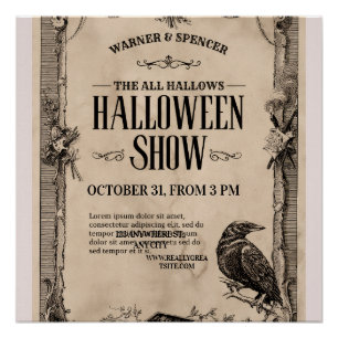Oude Halloween-uitnodiging Perfect Poster