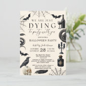 Oude Halloween Uitnodiging Stervend om te Feesten (Staand voorkant)