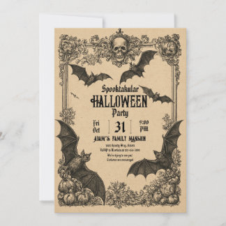 Oude Halloween-uitnodigingssjabloon Kaart