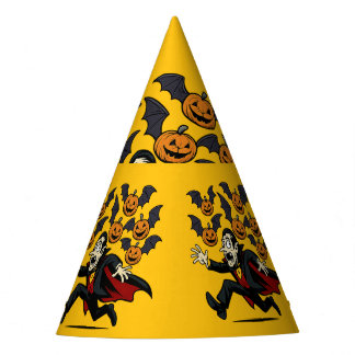 Oude Halloween-vampier en vliegende pompoen-vleerm Feesthoedjes