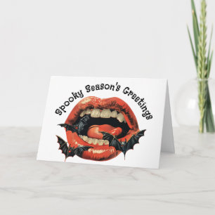 Oude Halloween Vampier Lippen & Vleermuizen Feestdagen Kaart