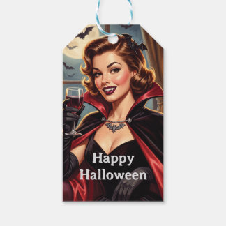 Oude Halloween Vampier Pin-up | Personaliseer Cadeaulabel