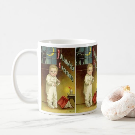 Oude Halloween van Ellen Clapsaddle, Griezelsprook Koffiemok (Met donut)