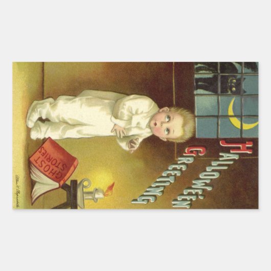 Oude Halloween van Ellen Clapsaddle, Griezelsprook Rechthoekige Sticker (Voorkant)