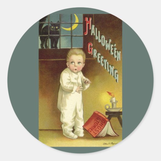 Oude Halloween van Ellen Clapsaddle, Griezelsprook Ronde Sticker (Voorkant)