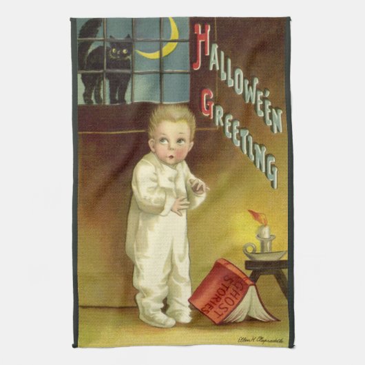Oude Halloween van Ellen Clapsaddle, Griezelsprook Theedoek (Verticaal)