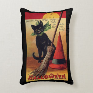 Oude Halloween van Ellen Clapsaddle, Zwarte Kat Accent Kussen