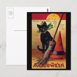 Oude Halloween van Ellen Clapsaddle, Zwarte Kat Briefkaart