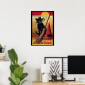 Oude Halloween van Ellen Clapsaddle, Zwarte Kat Poster (Thuiskantoor)