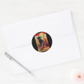 Oude Halloween van Ellen Clapsaddle, Zwarte Kat Ronde Sticker (Envelop)