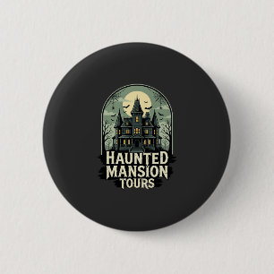 Oude Halloween-vector voor spookhuisrondleidingen Ronde Button 5,7 Cm