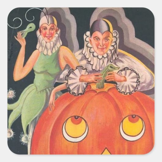 Oude Halloween Verkleedfeest Vierkante Sticker (Voorkant)