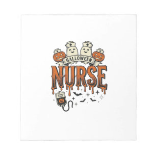 Oude Halloween Verpleegster Geest Pompoen Ontwerp_ Notitieblok