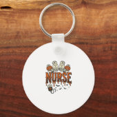 Oude Halloween Verpleegster Geest Pompoen Ontwerp_ Sleutelhanger (Voorkant)