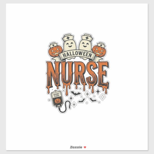 Oude Halloween Verpleegster Geest Pompoen Ontwerp_ Sticker (Vel)