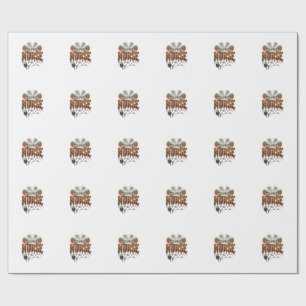 Oude Halloween Verpleegster Spook Pompoen Design_1 Cadeaupapier