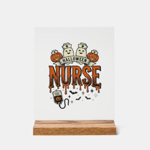 Oude Halloween verpleegster spook pompoen ontwerp_ Acryl Bord