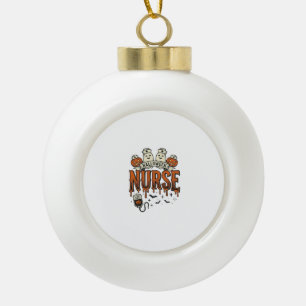Oude Halloween verpleegster spook pompoen ontwerp_ Keramische Bal Ornament