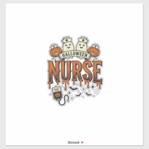 Oude Halloween verpleegster spook pompoen ontwerp_ Sticker