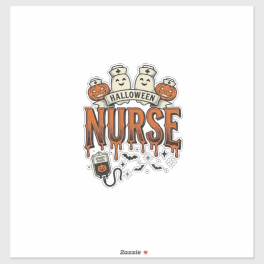 Oude Halloween verpleegster spook pompoen ontwerp_ Sticker (Vel)