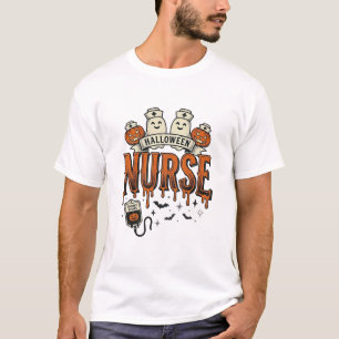 Oude Halloween verpleegster spook pompoen ontwerp_ T-shirt