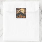 Oude Halloween Vierkante Sticker (Tas)