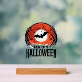Oude Halloween Vleermuis Maan Gravure Ontwerp_1 Acryl Bord (Neutraal)