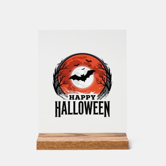 Oude Halloween Vleermuis Maan Gravure Ontwerp_1 Acryl Bord (Voorkant)