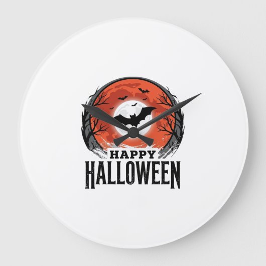 Oude Halloween Vleermuis Maan Gravure Ontwerp_1 Grote Klok (Voorkant)