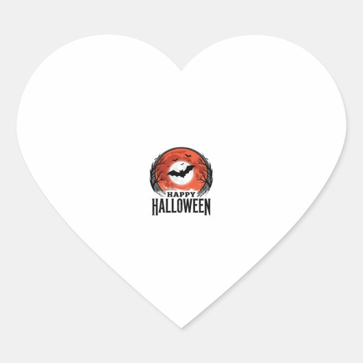 Oude Halloween Vleermuis Maan Gravure Ontwerp_1 Hart Sticker (Voorkant)