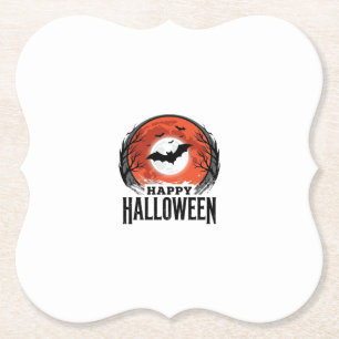 Oude Halloween Vleermuis Maan Gravure Ontwerp_1 Kartonnen Onderzetters