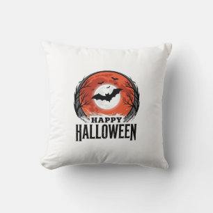 Oude Halloween Vleermuis Maan Gravure Ontwerp_1 Kussen