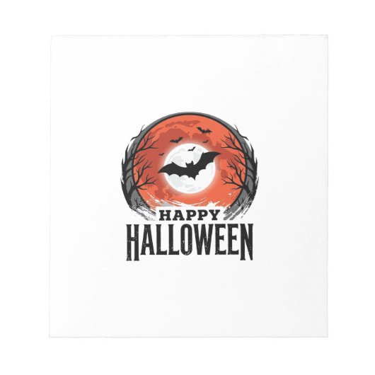 Oude Halloween Vleermuis Maan Gravure Ontwerp_1 Notitieblok (Voorkant)