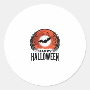Oude Halloween Vleermuis Maan Gravure Ontwerp_1 Ronde Sticker