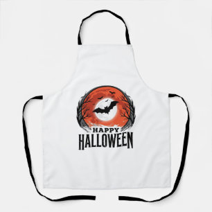Oude Halloween Vleermuis Maan Gravure Ontwerp_1 Schort