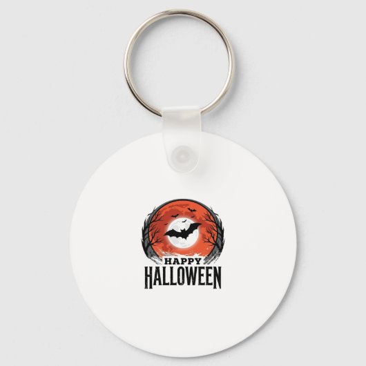 Oude Halloween Vleermuis Maan Gravure Ontwerp_1 Sleutelhanger (Voorkant)