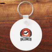 Oude Halloween Vleermuis Maan Gravure Ontwerp_1 Sleutelhanger (Voorkant)