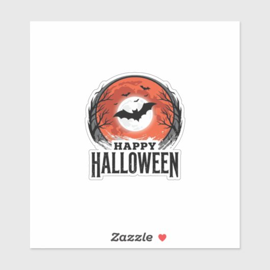 Oude Halloween Vleermuis Maan Gravure Ontwerp_1 Sticker (Vel)