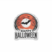 Oude Halloween Vleermuis Maan Gravure Ontwerp_1 Sticker (Voorkant)