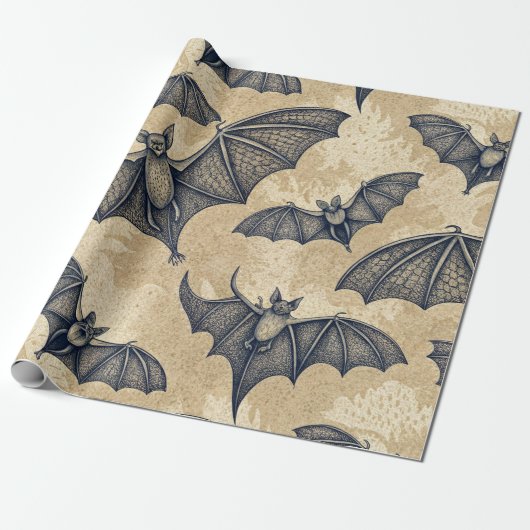Oude Halloween-vleermuizen Cadeaupapier (Uitgerold)