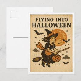 Oude Halloween Vliegend Briefkaart