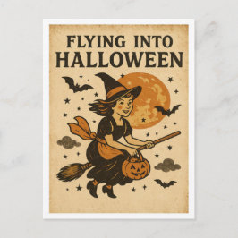 Oude Halloween Vliegend Briefkaart