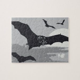 Oude Halloween vliegende zwarte vleermuizen Legpuzzel