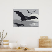 Oude Halloween vliegende zwarte vleermuizen Poster (Keuken)